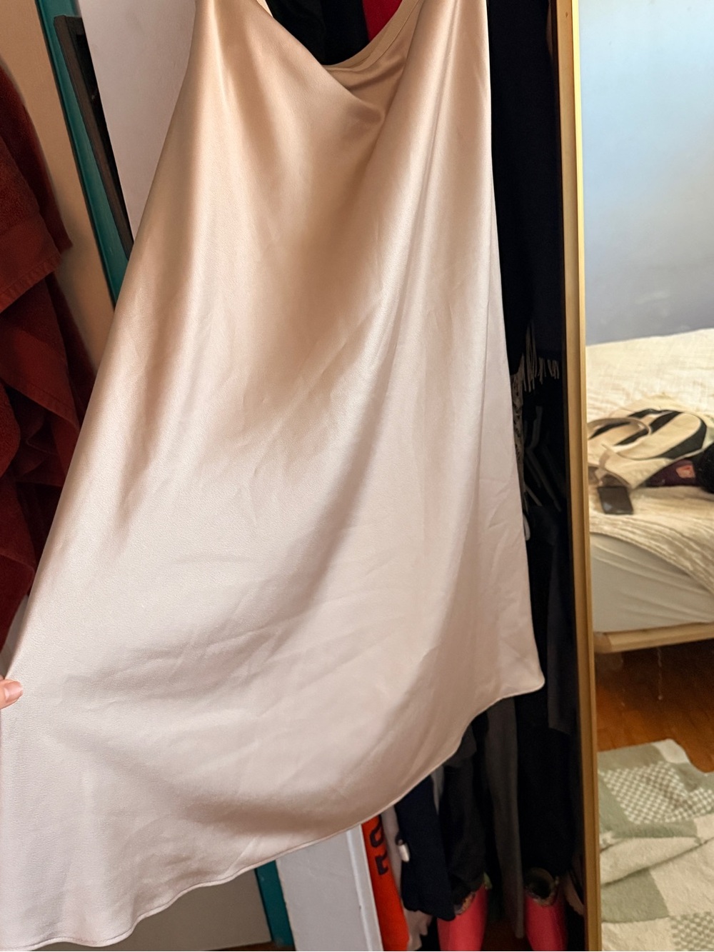 Uniqlo Light Cream Satin A-Line Skirt